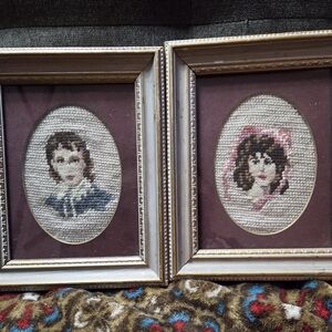 Elegant Brown and Cream Needlepoint Portrait Frames